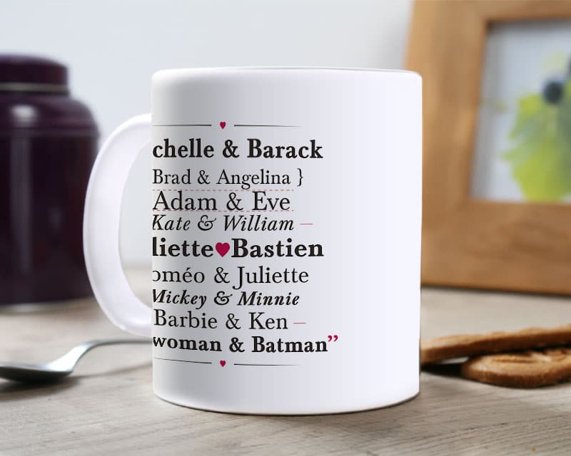 Mug personnalisé prénoms - Couples Célèbres