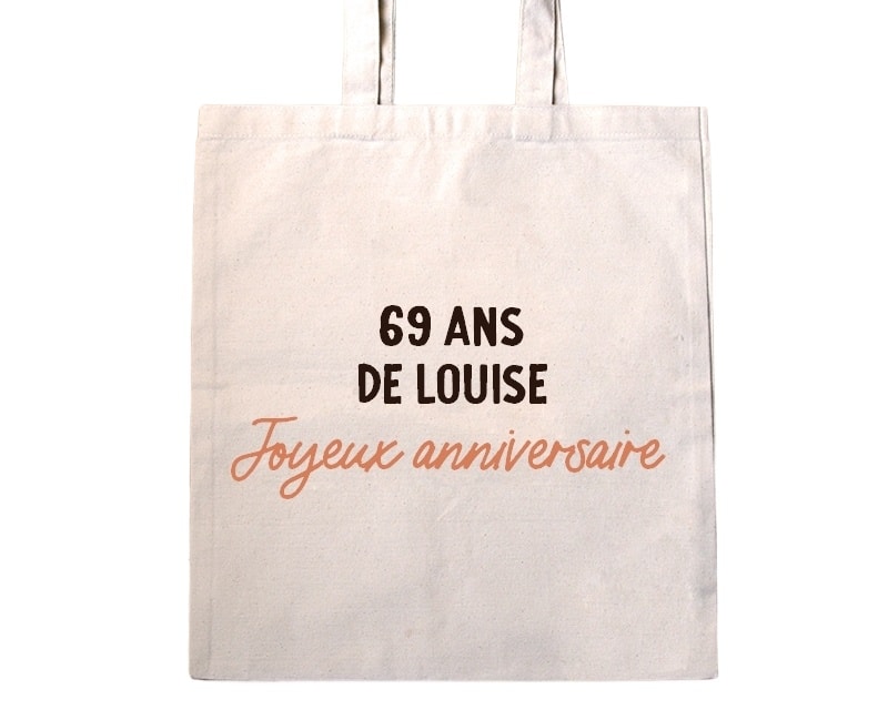 Tote bag avec message femme 69 ans