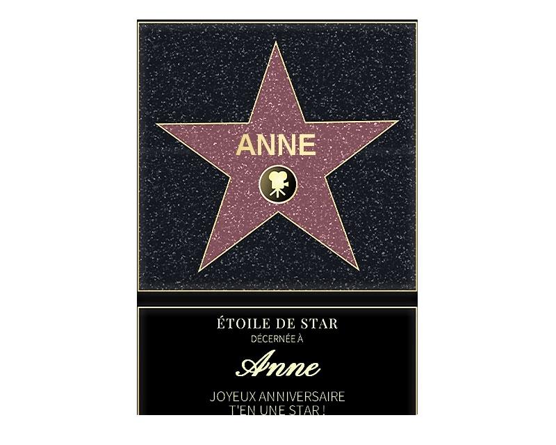 Affiche etoile de star personnalisée pour une Anne