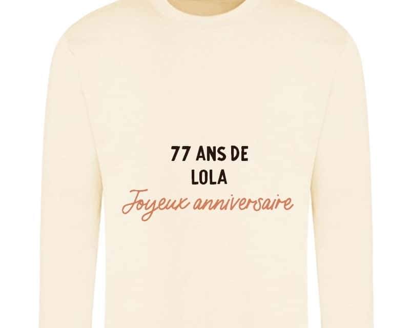 Sweat message personnalisable femme 77 ans