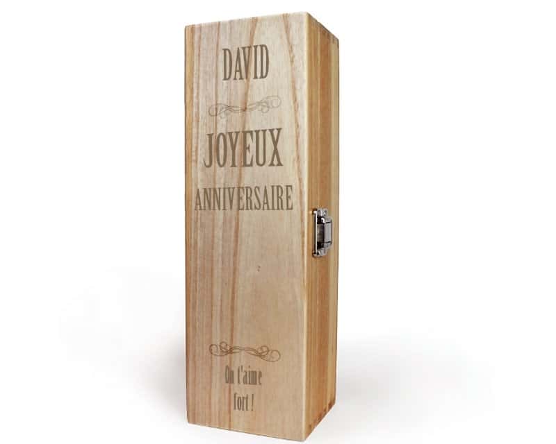 Caisse à vin en bois personnalisée pour un David