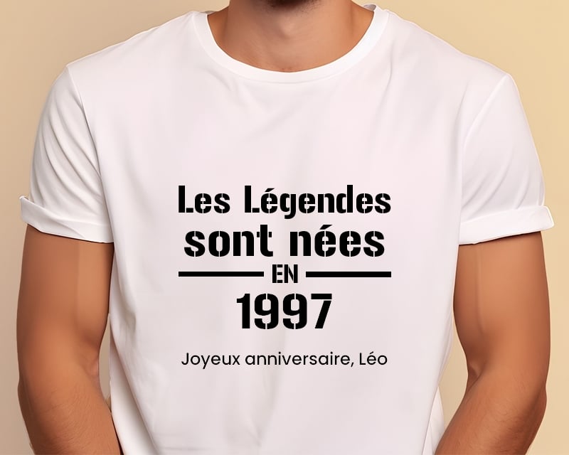 Tee shirt personnalisé homme - Les Légendes sont nées en 1997