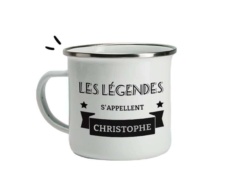 Mug émaillé personnalisé pour un Christophe