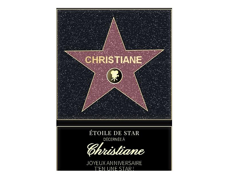 Affiche etoile de star personnalisée pour une Christiane