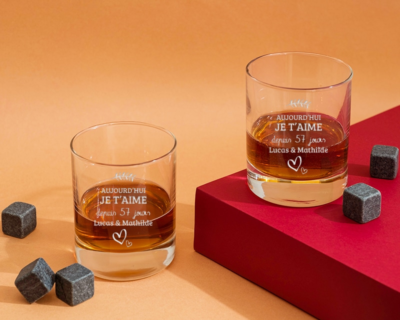 Verre à whisky personnalisé couple - Aujourd'hui je t'aime depuis