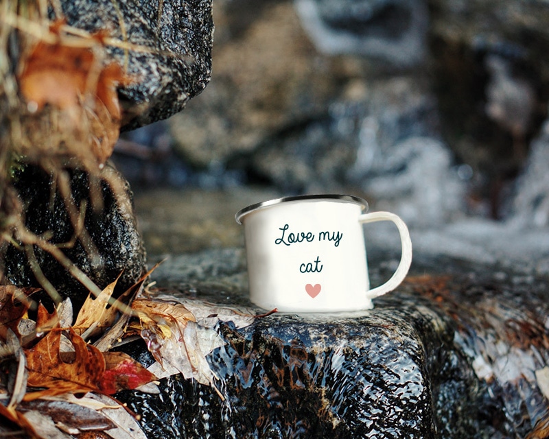 Mug émaillé personnalisé message - Chat