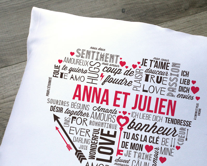 Coussin personnalisé couple - Mots d'Amour