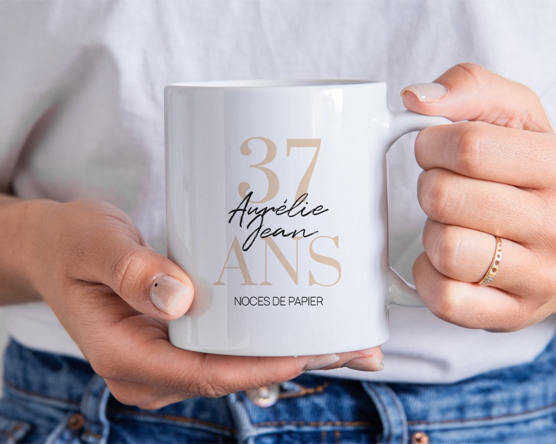 Mug personnalisé anniversaire de mariage - Noces de Papier