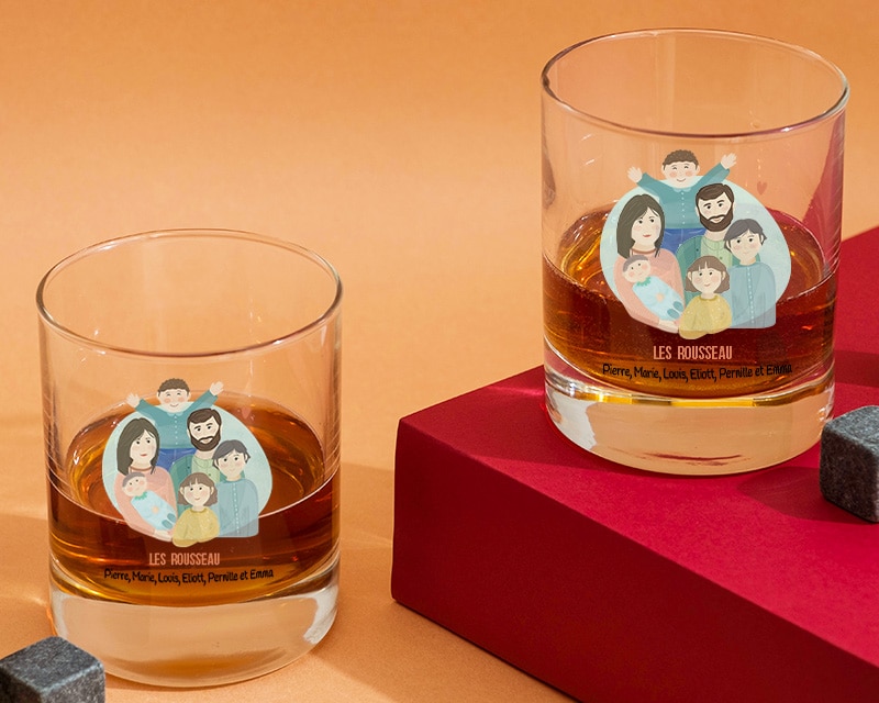 Verre à whisky personnalisé - Portrait de famille