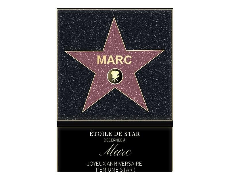 Affiche etoile de star personnalisée pour un Marc