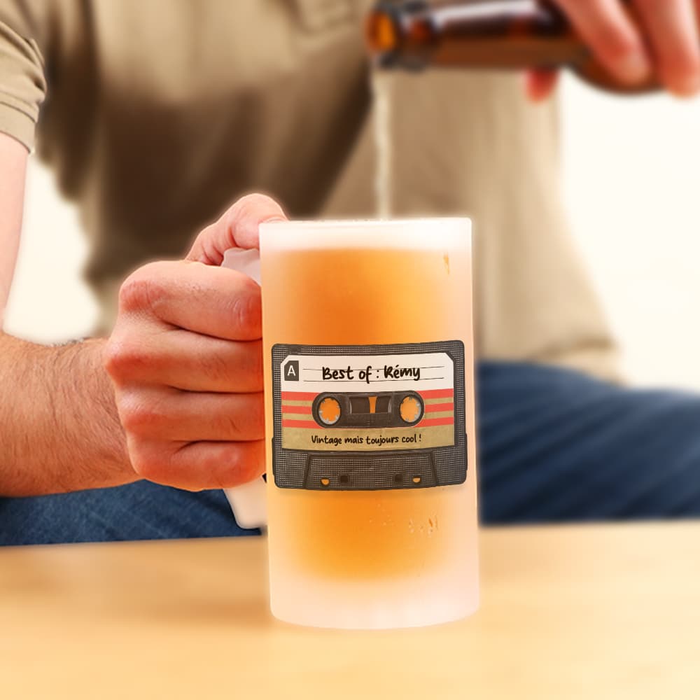 Chope bière personnalisé - Retro K7 audio