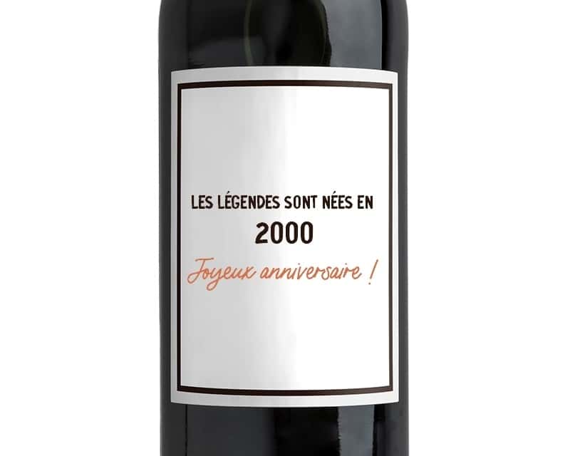 bouteille de vin rouge message générique homme né en 2000