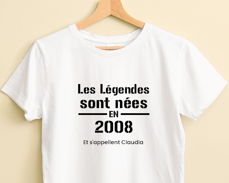 Tee shirt personnalisé femme - Les Légendes sont nées en 2008