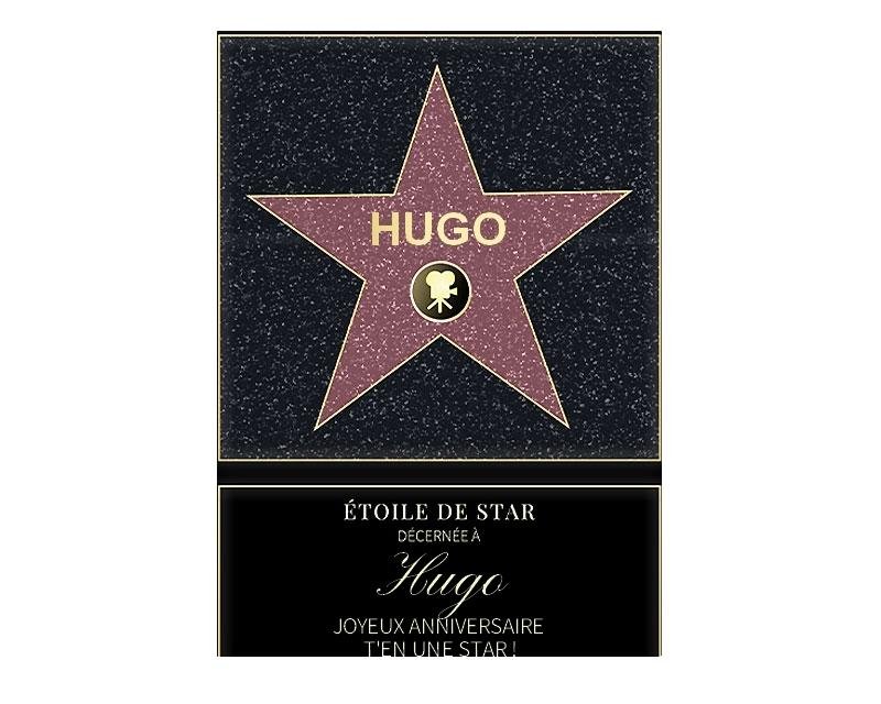 Affiche etoile de star personnalisée pour un Hugo