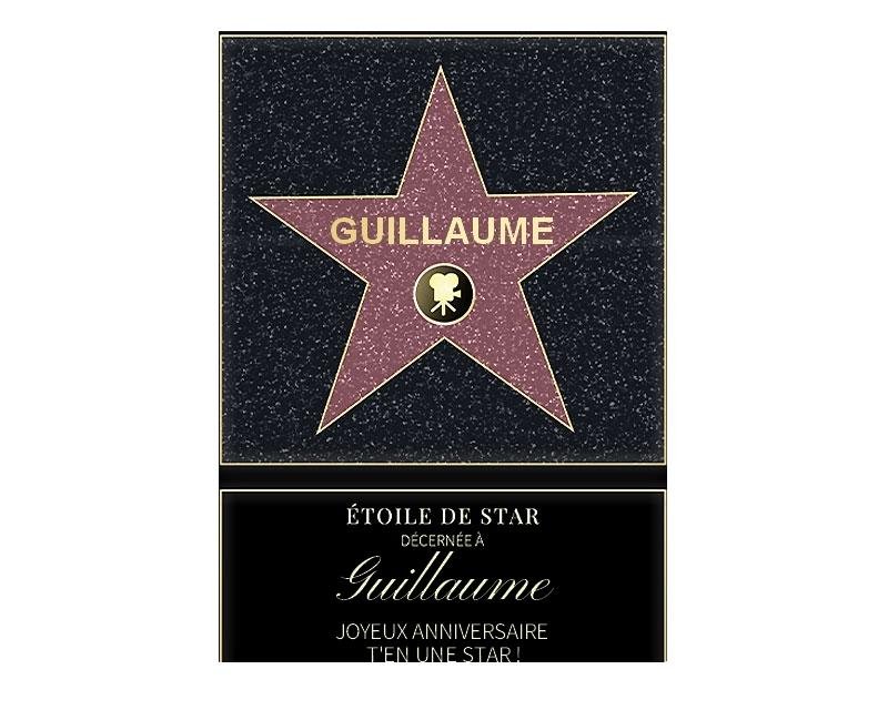 Affiche etoile de star personnalisée pour un Guillaume