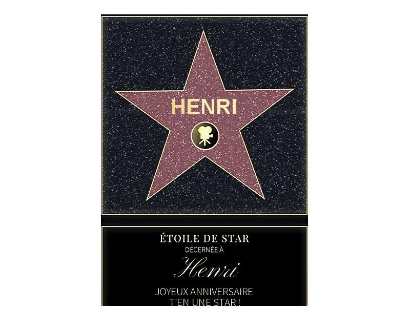 Affiche etoile de star personnalisée pour un Henri