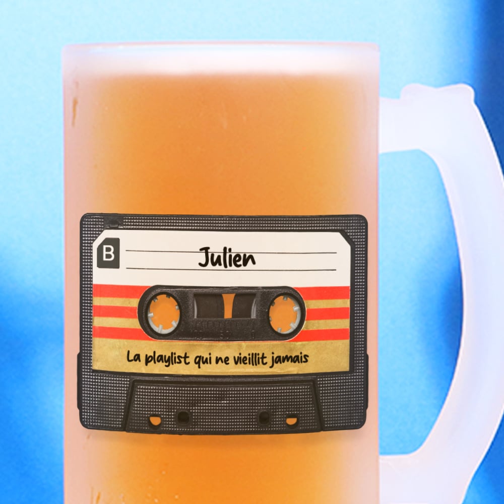 Chope bière personnalisé - Retro K7 audio