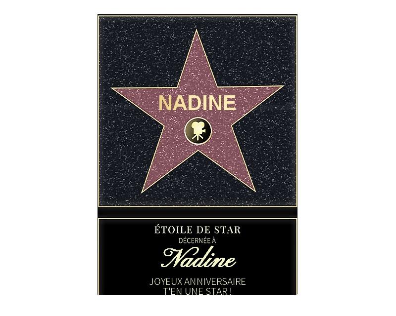 Affiche etoile de star personnalisée pour une Nadine