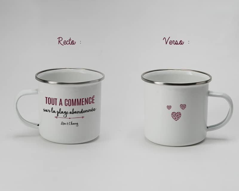 Mug émaillé personnalisé couple - Là où tout a commencé