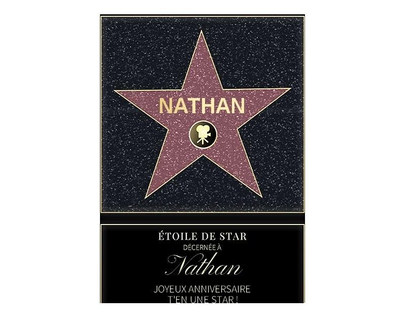 Affiche etoile de star personnalisée pour un Nathan