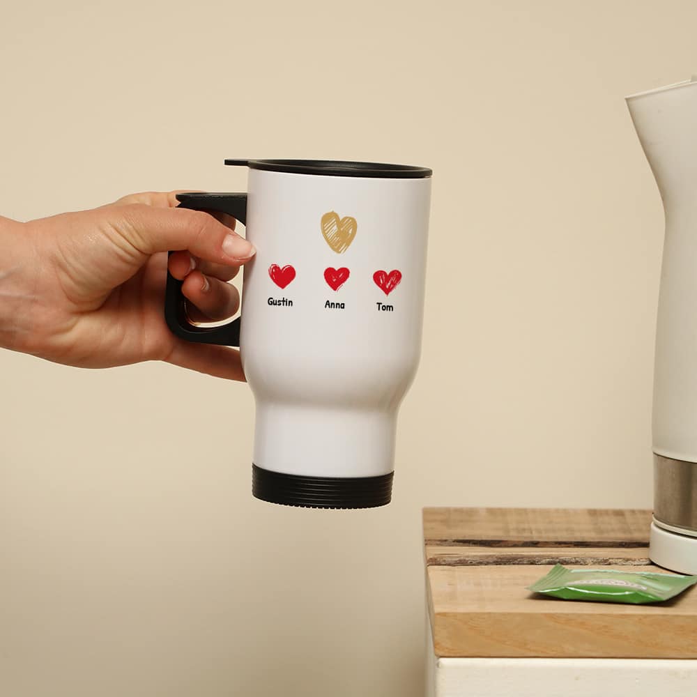 Mug isotherme personnalisé - Maman et ses petits coeurs