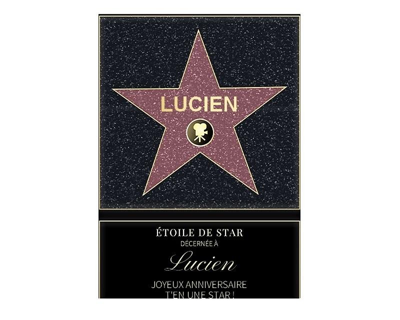 Affiche etoile de star personnalisée pour un Lucien