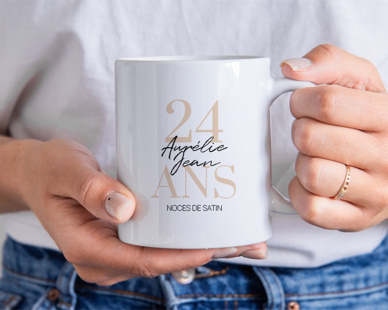 Mug personnalisé anniversaire de mariage - Noces de Satin