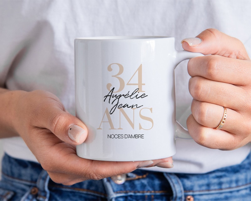 Mug personnalisé anniversaire de mariage - Noces d'Ambre