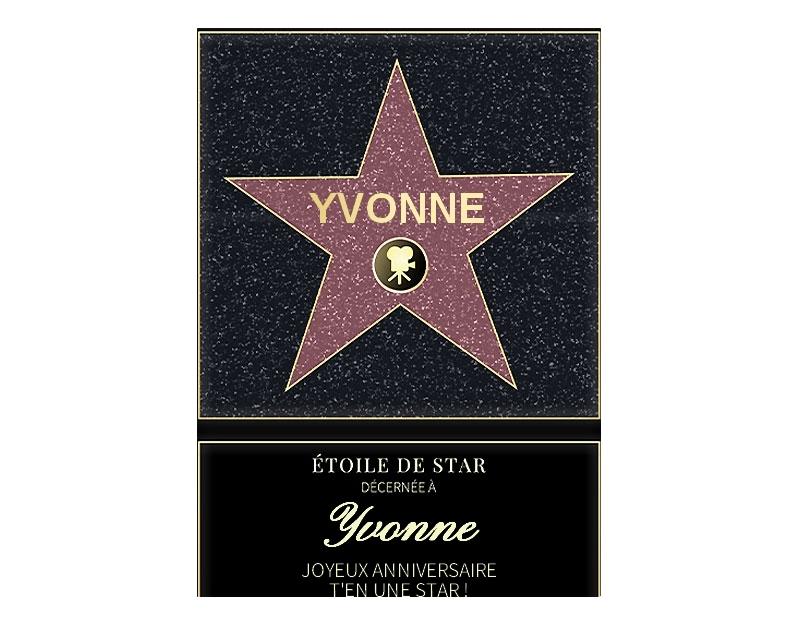 Affiche etoile de star personnalisée pour une Yvonne