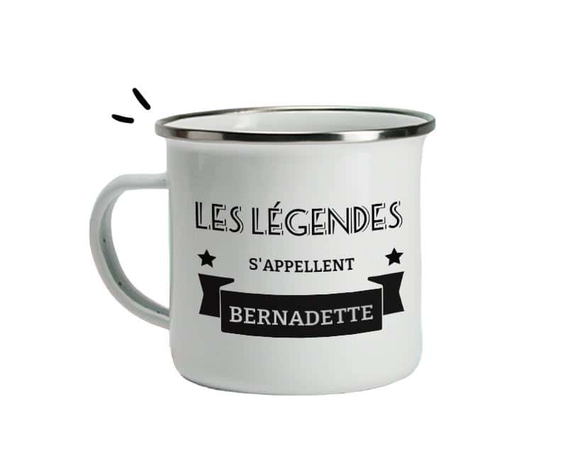 Mug émaillé légende personnalisé pour une Bernadette