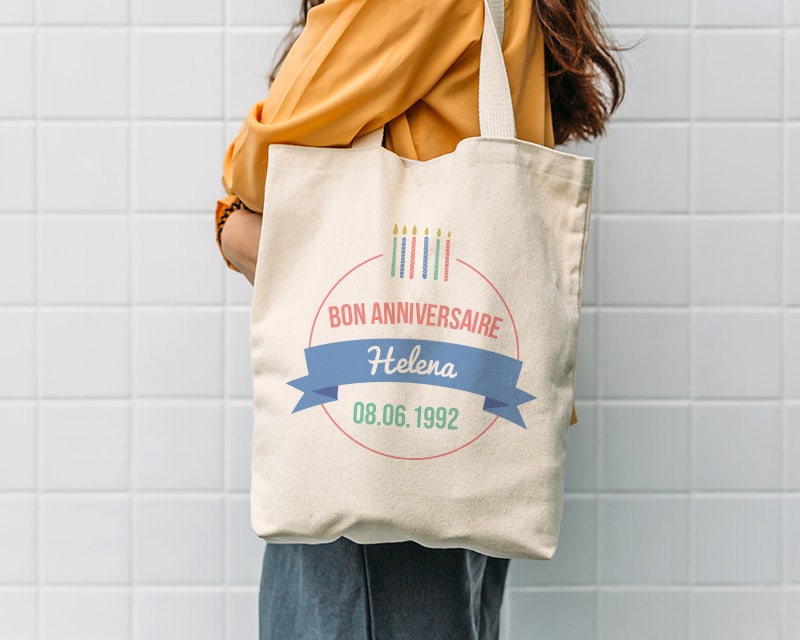 Tote bag personnalisé - Collection bougies d'anniversaire