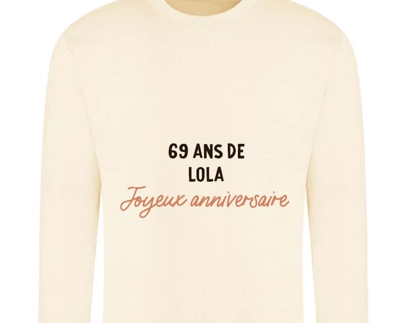 Sweat message personnalisable femme 69 ans