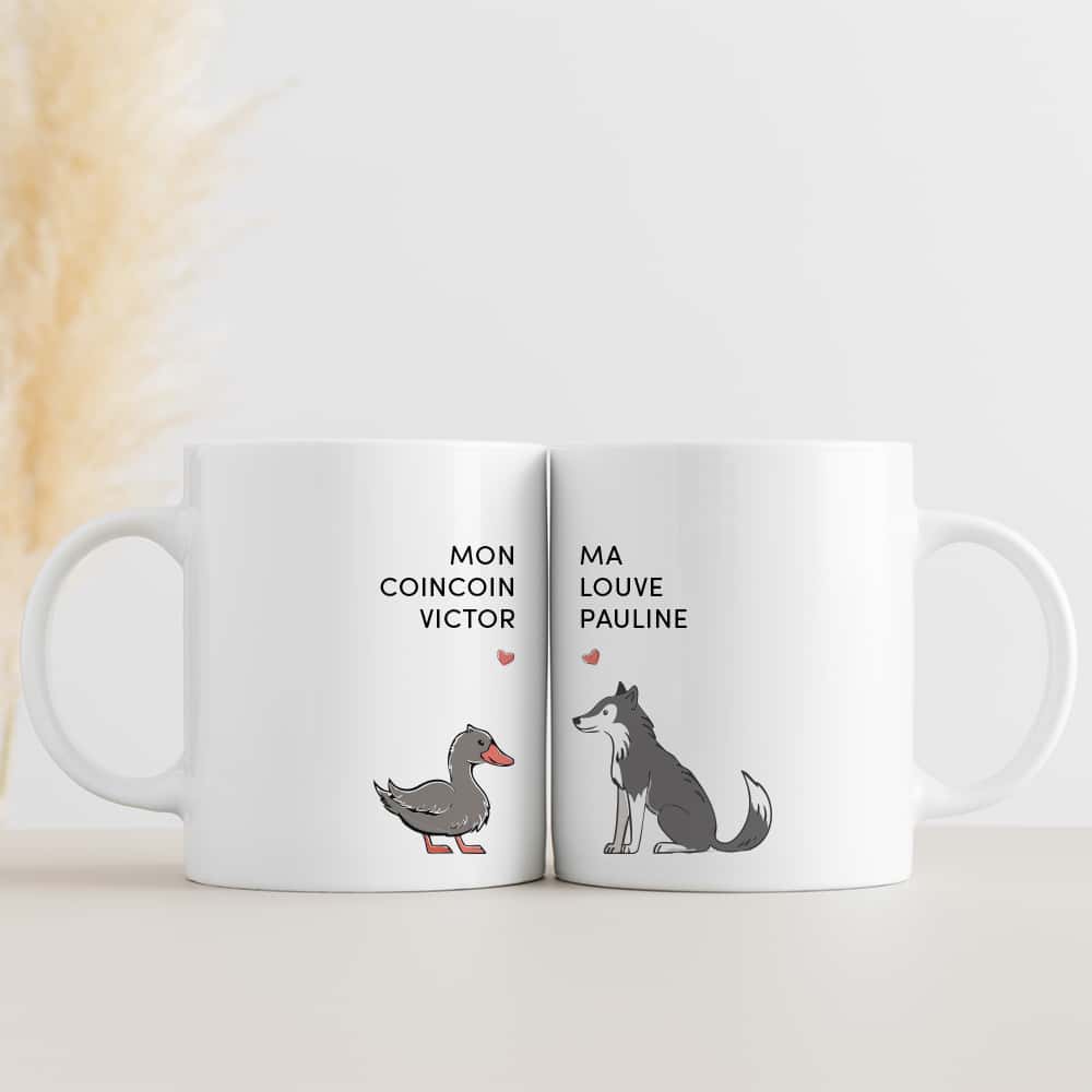 Duo de mugs personnalisés - Couple d'animaux