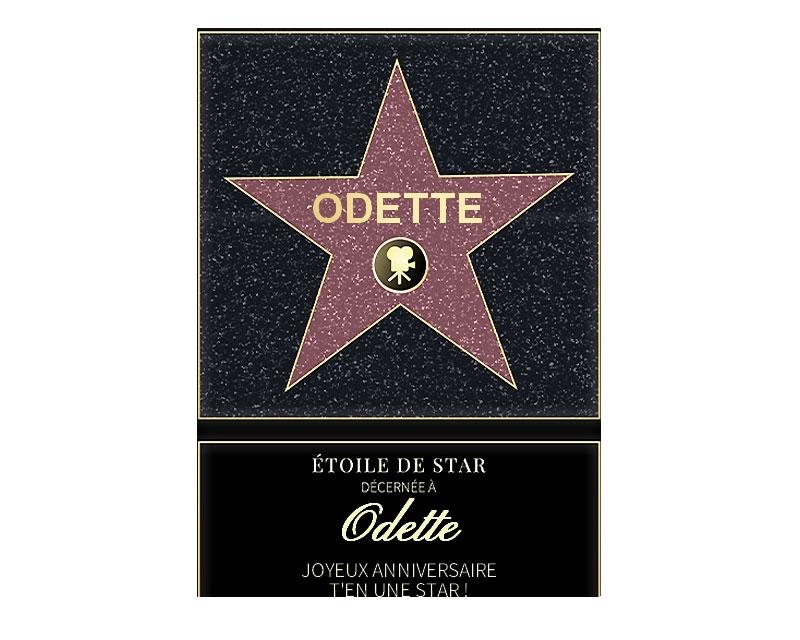 Affiche etoile de star personnalisée pour une Odette