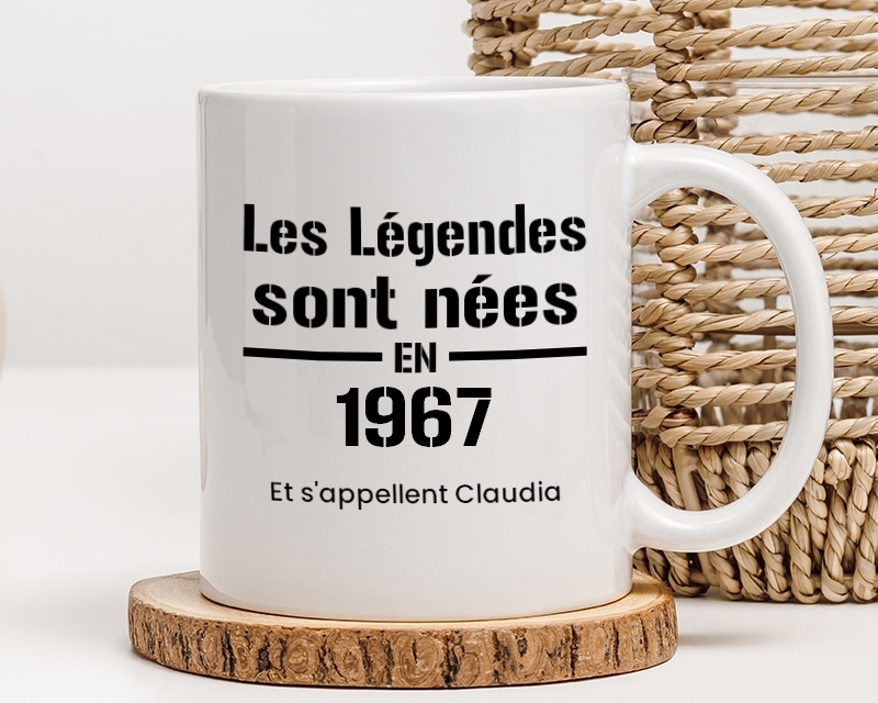 Mug personnalisé - Les Légendes sont nées en 1967
