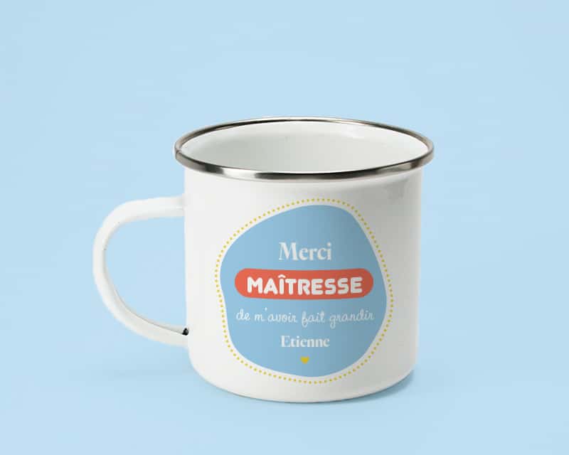 Mug émaillé personnalisé - L'Ecole est Finie