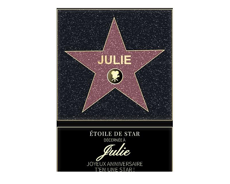 Affiche etoile de star personnalisée pour une Julie