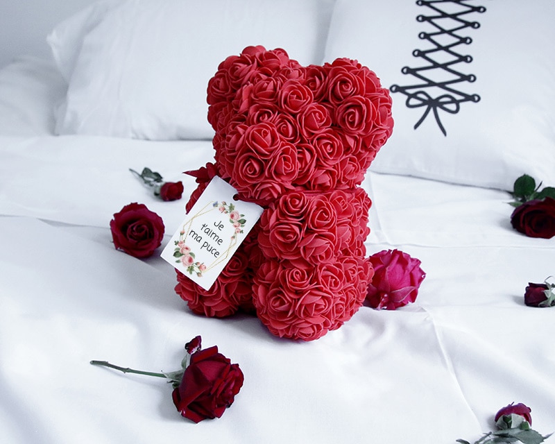 Ours en roses, cadeau saint-valentin