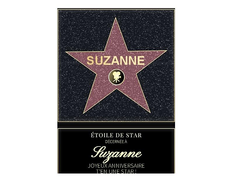 Affiche etoile de star personnalisée pour une Suzanne