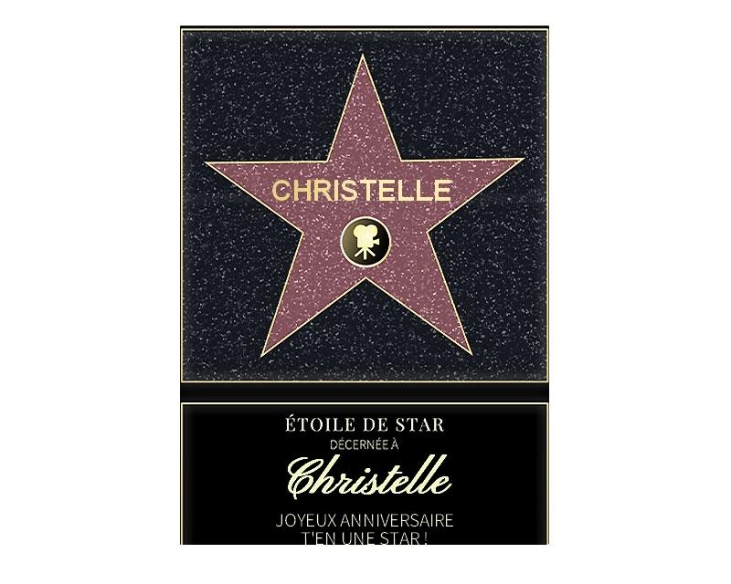 Affiche etoile de star personnalisée pour une Christelle