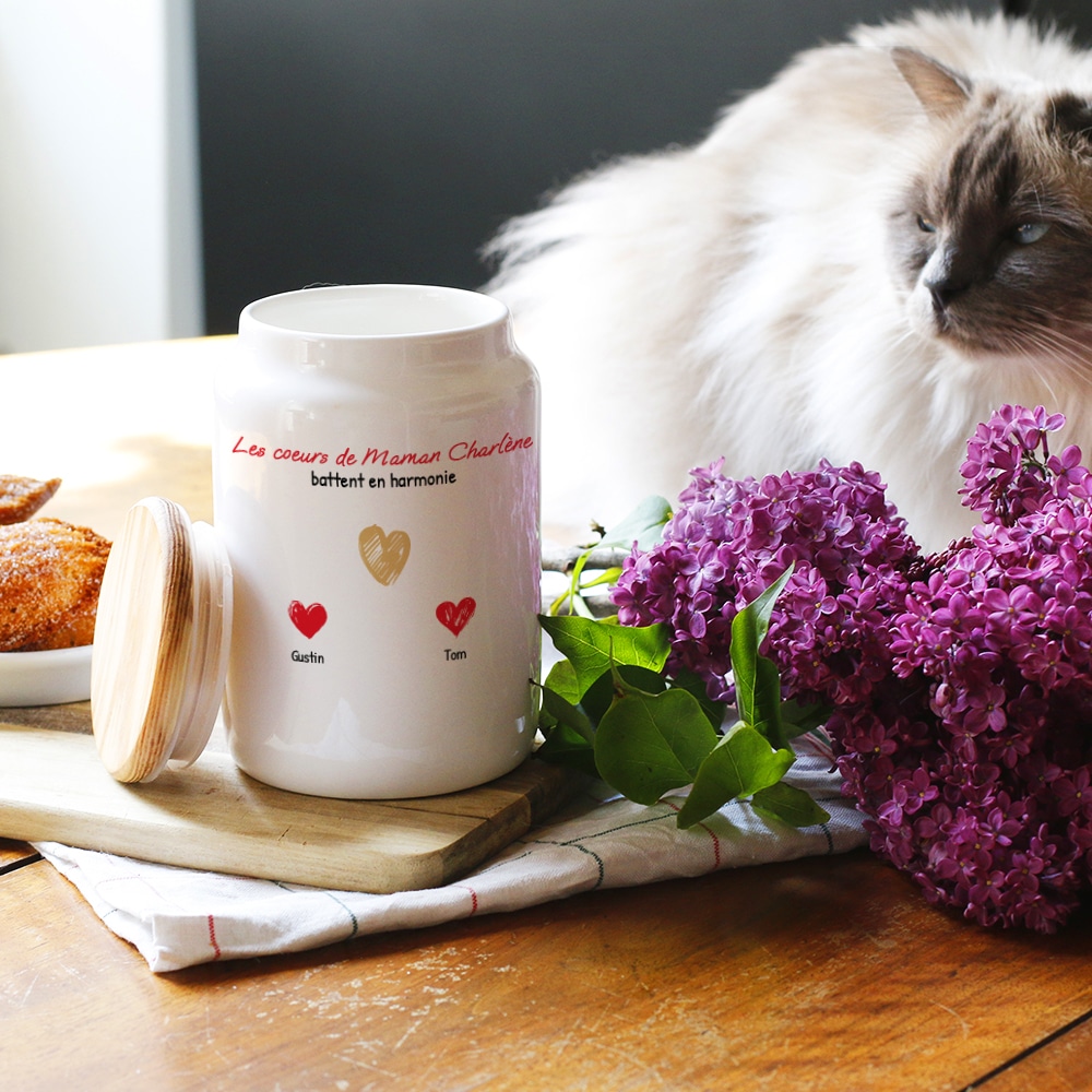 Pot à biscuits personnalisé - Maman et ses petits coeurs