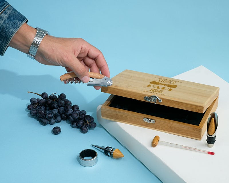 Coffret sommelier personnalisé - 5 accessoires - Meilleur Grand-Père