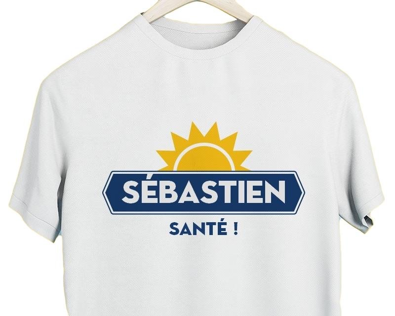 T-shirt blanc homme personnalisé pour un Sébastien