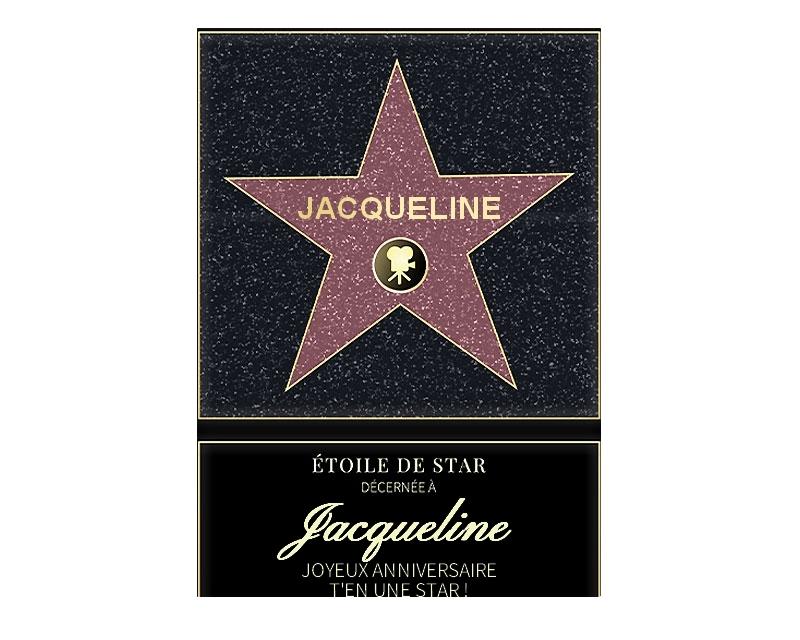 Affiche etoile de star personnalisée pour une Jacqueline