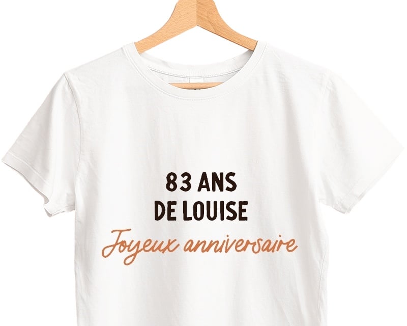 T-shirt blanc avec message femme 83 ans