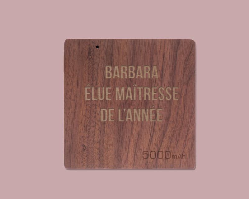 Batterie Externe en bois personnalisable 5000 mAh - Merci Maîtresse, Maître et ATSEM