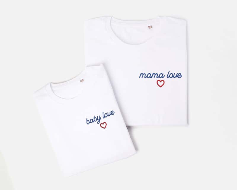 T-shirts brodés Maman et Enfant - Coeur