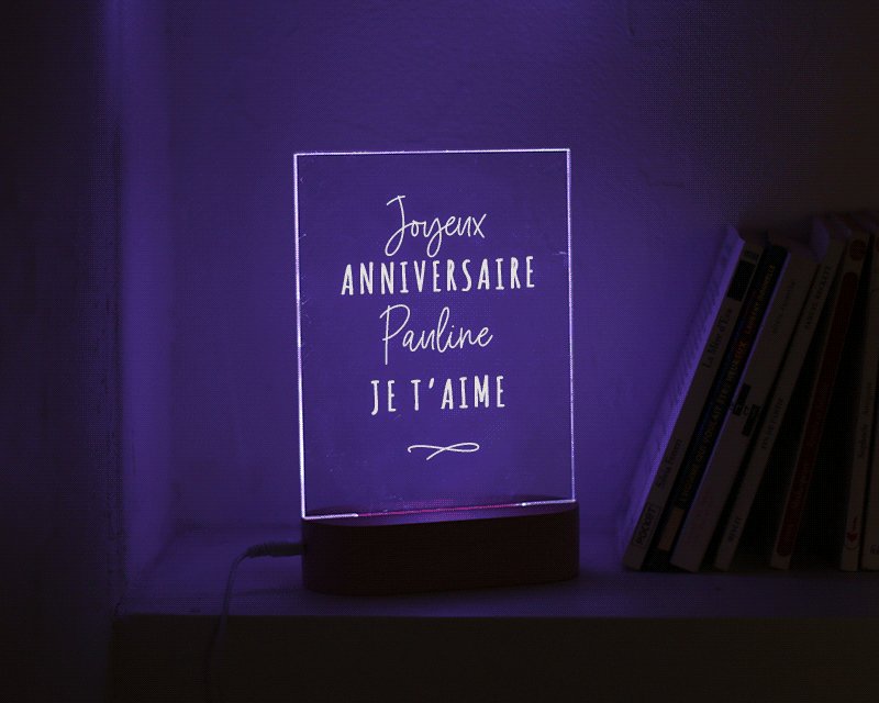 Lampe 3D plexi avec message femme 38 ans