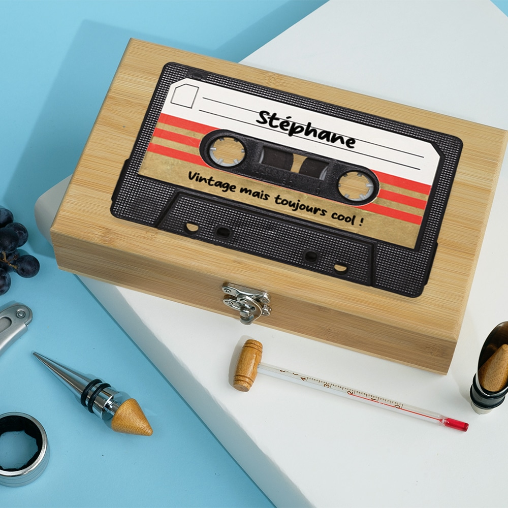 Coffret sommelier personnalisé - Retro K7 audio