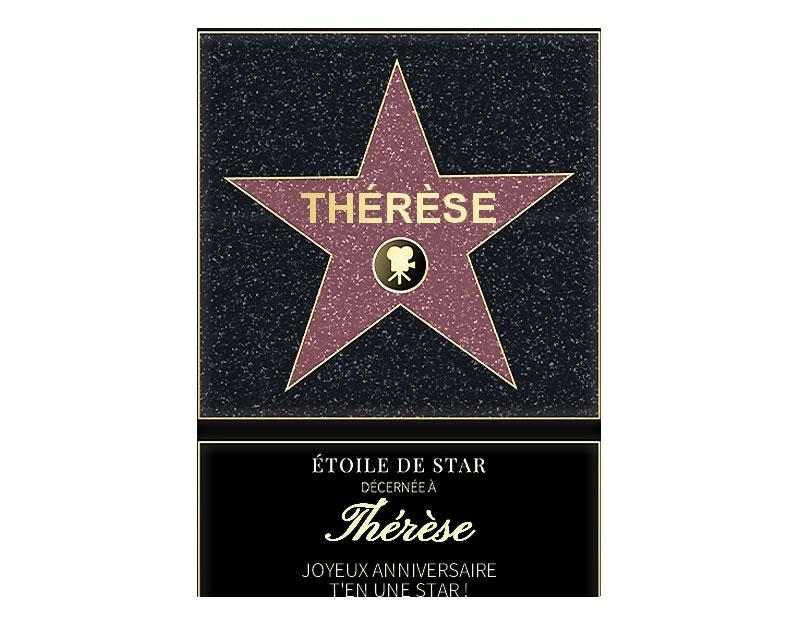 Affiche etoile de star personnalisée pour une Thérèse